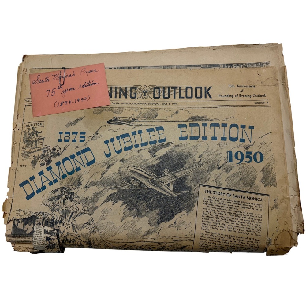 Vintage 1950 Evening Outlook Santa Monica Diamond Jubilee 75th Anniversary Paper